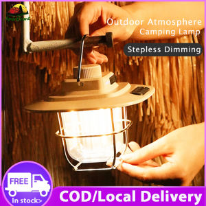 [Local Delivery] Retro Camping Lantern Lamp Rechargeable 50H Working Time 290 lumens with USB Cable Waterproof IPX4 Outdoor Light Stepless Dimming Vintage for Home Garden