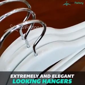 Smooth White Finish Wooden Dress Hangers with Non Slip Pant Bar Clothes Hangers with 360 Swivel Wooden Hanger