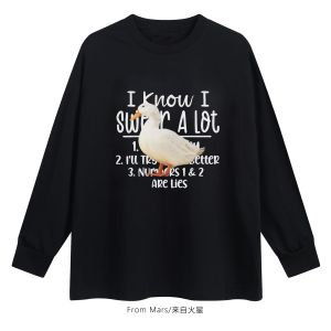 Áo Thun Tay Dài in Hình Vịt Dễ Thương Phong Cách Nhật Bản Cổ Tròn Dáng Rộng Mùa Thu Thường Ngày Thoải Mái Thoáng Khí