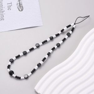 HP-37 Tali Lanyard Hp Gantungan Hape Phonestrap Handphone Manik Monokrom Hitam Putih Variasi Smile Aesthetic Lucu