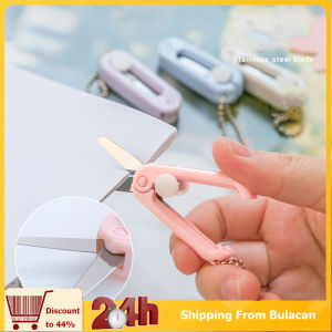 Multifunctional Retractable Mini Folding Scissors Cute Portable Clipper DIY Cutter Pink Stationery