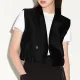 Elegant High-Waisted Slimming Double-Row Buttoned Wool Suit Collar Vest Li Bao Same Style Autumn/Winter Cotton/Polyester Blend. 