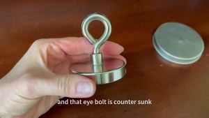 Nam Châm Tròn Siêu Bền D42mm Lực Hút Công Nghiệp Có Móc Treo Và Móc Nâng Dùng Cho Câu Cá
