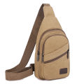 Casual Canvas Mens Chest Crossbody Outdoor Shoulder Bag Small Size Zipper Closure Interior Pocket. 