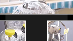Double Outlet 304 Stainless Steel Emergency Spraying Eyewash Device Anti Freezing Shower for Experiments Works Schools