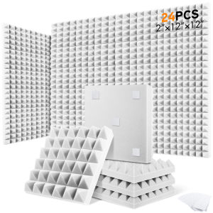 Acoustic Foam Panels 12/24-Pcs Pyramid 6-Tower Design Soundproofing Foam Ideal for Music Studios Noise Reduction & Soundproofing