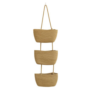 Multi-Level Wall-Mounted Woven Storage Basket