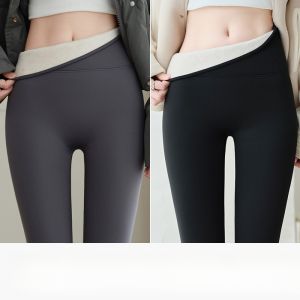 Miiow | High Waist Grey Sharkskin Yoga Pants Womens Autumn Winter Fleece Lined No Visible Stitch Tall Size Long Warm Matte Yoga Trousers