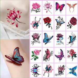 Miếng Dán Hình Hoa Hồng Bướm Gợi Cảm Cho Nữ Chống Thấm Nước Lâu Trôi Hình Hoa Cúc Họa Tiết 3D Giả Mạo Hình Xương Quai Xanh