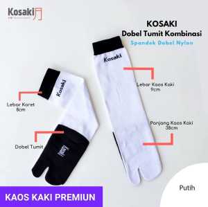 Kaos Kaki Muslimah Jempol Panjang Kaos Kaki Premium Dobel Tumit Dobel Nylon KOSAKI KOMBINASI-L Putih