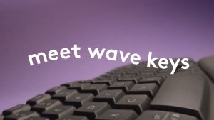Logitech Wave Keys Wireless Ergonomic Keyboard with Cushioned Palm Rest Comfortable Natural Typing Easy-Switch