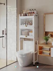 Toilet Bathroom Rack Toilet Rack Washing Machine Rack Storage Bathroom Washing Machine Storage Rack Washing Machine Rack Machine Rack with Cabinet Door 厕所置物架
