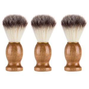Natural Badger Hair Mens Shaving Brush Barber Salon Men Facial Beard Cleaning Appliance Shave Tool Razor Brush with Wood Handle