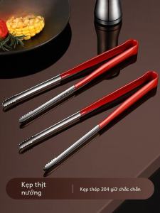 Korean Style BBQ Clamp 304 Stainless Steel Kitchen Steak Bread BBQ Clamp Food Clamps Heat Resistant Cooking Utensils