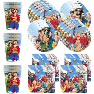 Bandai | One Piece Party Decorations Birthday Party Supplies Cake Topper Plate Gift Box Balloon Slap Bracelet Teacher Reward Prizes