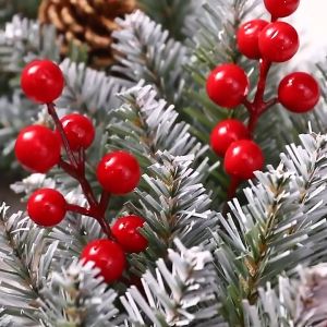 10Pcs Red Artificial Holly Berry Stems Christmas Wreath DIY Fake Plants & Xmas Decor