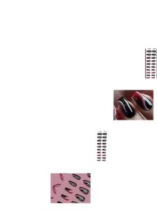 24pcs/set Medium long fake nails for summer season gradient dream blue golden Pink flash star wave lines press on false nail art