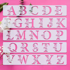 5pcs Leaf-Wrapped Letter Painting Templates | Reusable Washable Sprayable Ideal for Handicrafts Slim Cutting Decorations