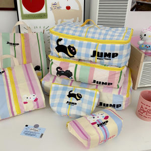 Travel Cartoon Cat Storage Bag Underwear Socks Shoes Organizer Bag Luggage Arrangement Bag Polyester Material for Everyone