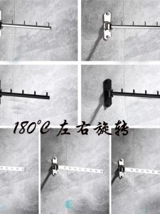 Punch-Free Hotel Home Furnishing Balcony Stainless Steel Rotate Clothes Hanger Bathroom Activity Clothes Hook Foldable Clothing Rod