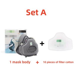 Reusable Industrial Mask With Filters Cement Factory Respirator Face Cover Mask With Filter For Painting Renovation Grinding