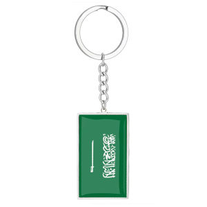Stainless Steel Epoxy Rectangle National Flag Pendant Keychain Car Key Chain Keyring For Men Women
