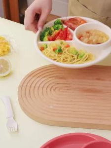WORTHBUY | Bộ Đồ Ăn Trẻ Em Bằng Nhựa Gồm Đĩa Chia Ngăn Bát Sâu Dụng Cụ Ăn Uống Có Thể Tái Sử Dụng Không Vỡ Giúp Kiểm Soát Khẩu Phần Ăn Bộ Đồ Ăn Tròn Dùng Cho Nhà Bếp