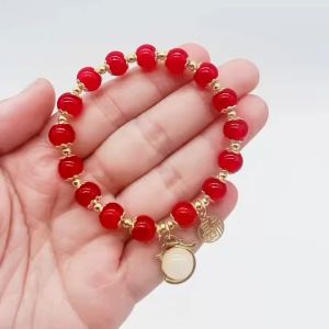 2026 Lucky Dragon With Fu Beaded Bracelet Agate Jade Good Fortune Lucky Charm for Women Girl Jewelry
