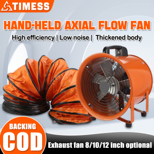 Portable axial flow fan 8/10/12inch Portable Ventilation Fan Industrial Ventilator 370W High Power Exhaust Fan Extraction fan Air purifier Ventilation Exhaust | Low Noise | Large Air Volume | Energy Saving | Easy Install Pipe optional