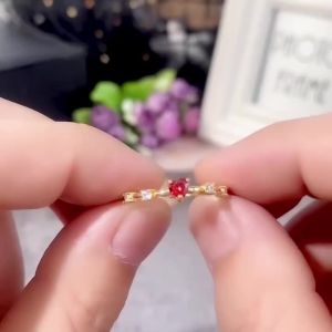 Huitan Fashion Contracted Red Heart Cubic Zirconia Rings Luxury Gold Color Wedding Rings for Women Exquisite Gift 2022 Jewelry