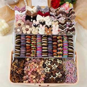 126 Pieces of Random Colors: Leopard-Print Caramel-Colored Hair Accessories Suitable for Everyday Cute Girl Hairstyles.