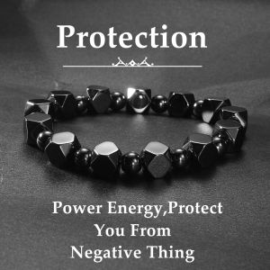 Black Hematite bracelet men women EMO streetwear jewelry Irregular Square beads bangles protection gift for brother boyfriend