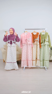ALKHAR - Gamis Anak Perempuan Korean Style Elora Crinkle 3-13 Tahun Almira Series