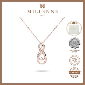 MILLENNE Made For The Night Intricate Entwined Studded Cubic Zirconia Rose Gold Necklace with 925 Sterling Silver (MLP-01)