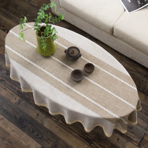 Oval Coffee Table Cloth Tablecloth Modern Minimalist Scandinavian Cotton Linen Ins Style Oval Fabric Mat Tea Table Table Cloth Cover Cloth