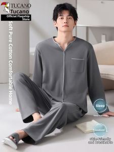 TUCANO | Cotton Mens Pajamas Long Sleeve Leisure Homewear Set Suitable for Elderly Outwear