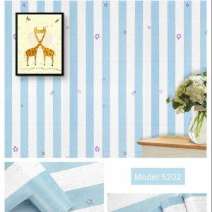 Wallpaper Dinding Salur Biru Star Ukuran 45 Cm x 10 Meter