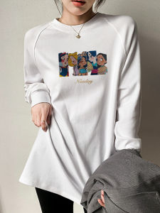 White Cotton Base Shirt Womens Fall and Winter Raglan Sleeves Stylish Niche Style Long Sleeves Sweatshirt Bandage Dress Long Sleeve Bottoming T-shirt