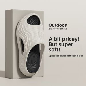 Mens Outdoor Slip-On Slippers Summer Anti-Slip Odor-Resistant Thick Bottom Basketball Sports Sandals Casual Style EVA Material