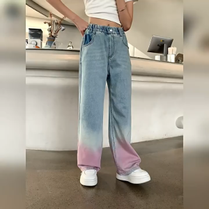 New Jeans for Kids Girl 5-16Y Dyed Style Maong Baggy Pants for Kids Girl Denim Jeans for Kids Girl