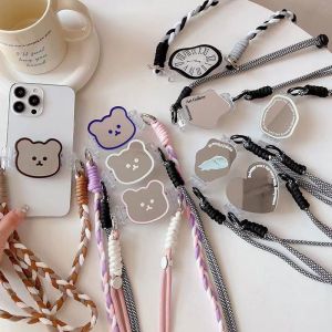 Mirror Bear Popular Phone Strap Crossbody Clip-On Lanyard Womens Trendy Anti-Loss Universal Mobile Phone Rope Can Be Worn as a Necktie