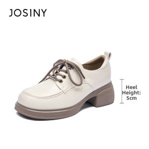 Josiny | Thick Sole Loafers Shoes Lace-up Deep Mouth