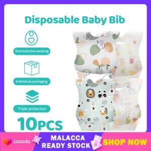 10PCS 围嘴围兜 独立包装一次性使用围兜 Disposable Baby Bib Baby Eating Bibs Portable Wash-free Travel Baby Bib Feeding Apron Disposable Mat | Cute Baby