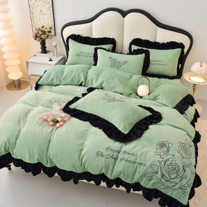 YAOKANG | Warmth Anti-static French Milk Velvet Lace 4-Piece Set