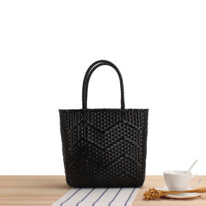 Large Capacity Pure Color Knitted Tote Bag Recommended by Store Manager Perfect for Casual Shopping with Double Root Shoulder Strap