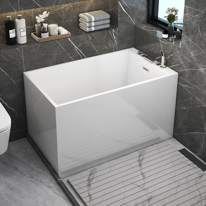 Small Independent Square Acrylic Bathtub with Shower for Adults Indoor ...