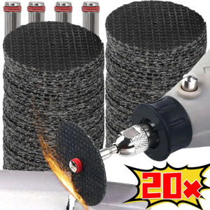 【XZxinzhan】20Pcs Rotary Abrasive Cutting Disc 32MM Cutting Disc and Mandrels Rotary Metal Thin Iron Steel Cutting Wheel Saw Blade Accessories