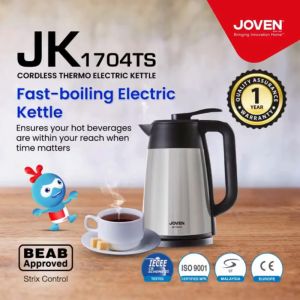 Joven Cordless Jug Kettle 1.7 Litre Capacity Cordless JK-1704TS JK1704TS Cerek Elektrik - Lazada