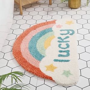 Gratis Ongkir - Keset Rainbow Anti Slip / Alas Kaki Bulu Lembut / Keset Kaki Pelangi