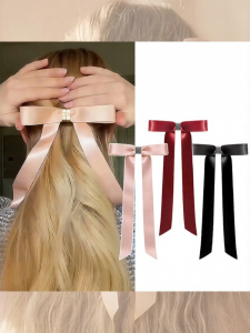 NING ZHOU | Ballet Style Magnetic Satin Bow Hair Clip New 2026